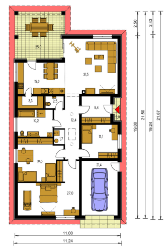 Pianta del piano terra - BUNGALOW 180